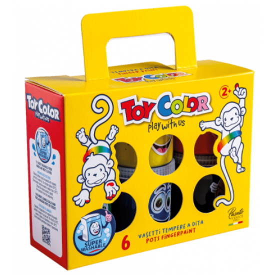 TOY COLOR ΔΑΚΤΥΛΟΜΠΟΓΙA SUPERWASHABLE 2+ ΧΑΡΤΙΝΟ ΒΑΛΙΤΣΑΚΙ 6 ΧΡΩΜΑΤΑ 80ml KIDS